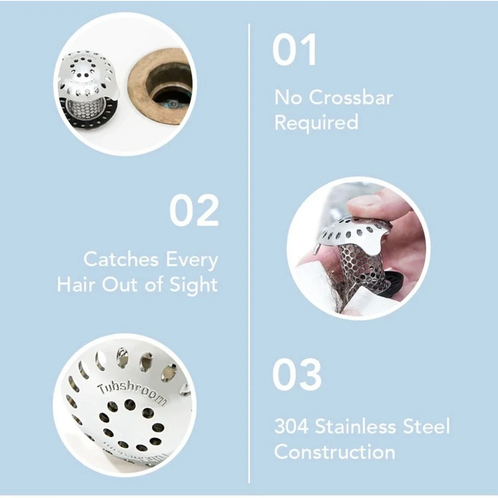 TubShroom Ultra (Stainless) Strainer Plus StopShroom® Plug Combo for Tub Drains